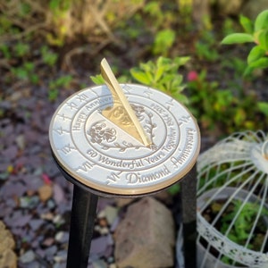 Diamond Anniversary Gift Sundial By TheMetalFoundry Brass Wedding Gift Idea For Couples 60th Wedding Anniversary Celebration Present Diamond 2024 + Stand