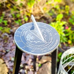 10th Tin Wedding Anniversary Brass Sundial - 8" Garden & Home Decor, 2014-2024 Celebration Gift