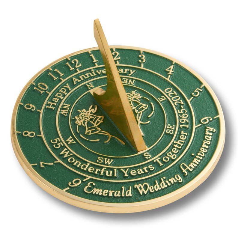 10th Tin Wedding Anniversary Brass Sundial - 8" Garden & Home Decor, 2014-2024 Celebration Gift