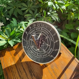 Solid English cast brass sundial with your message cast into it. A perfect personal gift to tell someone you love just how special they are. image 3