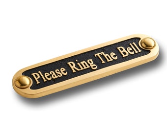 Unique Handmade 'Please Ring The Bell' Brass Metal Wall Sign / Great Housewarming Gift For Home Or Office Decor