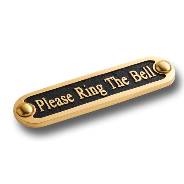 Unique Handmade 'Please Ring The Bell' Brass Metal Wall Sign / Great Housewarming Gift For Home Or Office Decor