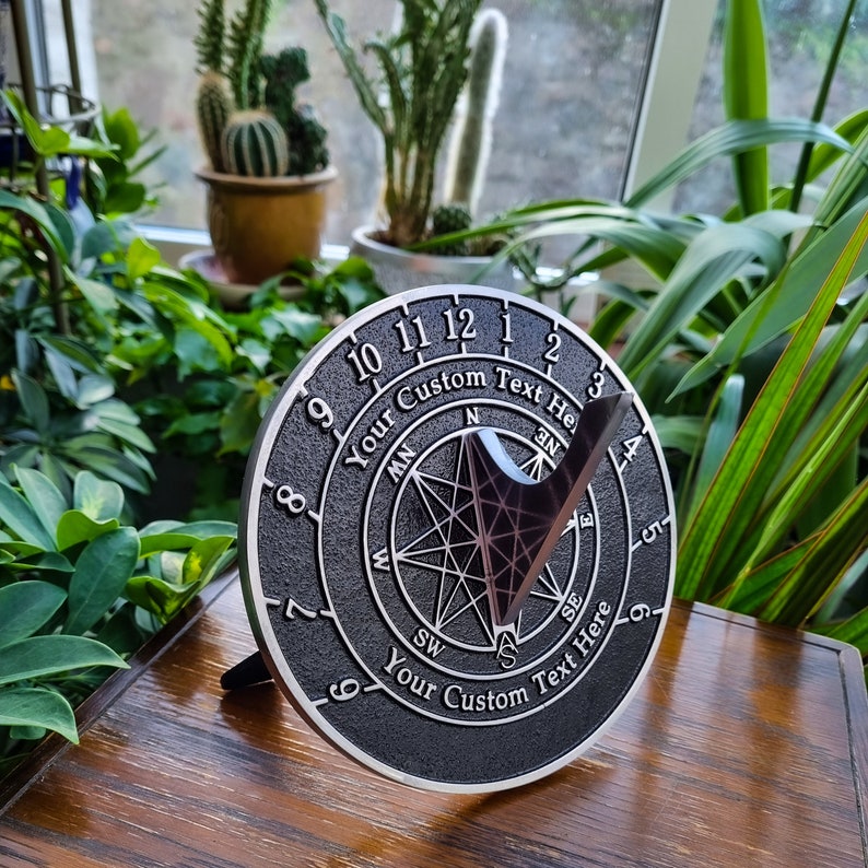 Solid English cast brass sundial with your message cast into it. A perfect personal gift to tell someone you love just how special they are. image 3