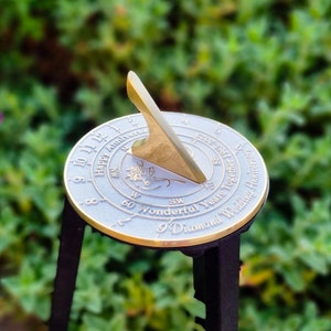 Diamond Anniversary Gift Sundial By TheMetalFoundry Brass Wedding Gift Idea For Couples 60th Wedding Anniversary Celebration Present image 2