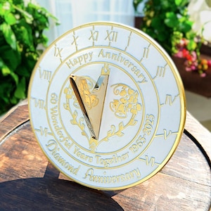 Diamond Anniversary Gift Sundial By TheMetalFoundry • Brass Wedding Gift Idea For Couples • 60th Wedding Anniversary Celebration Present