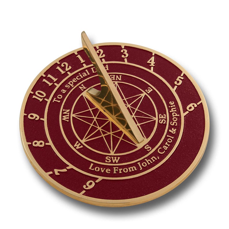 Solid English cast brass sundial with your message cast into it. A perfect personal gift to tell someone you love just how special they are. image 6