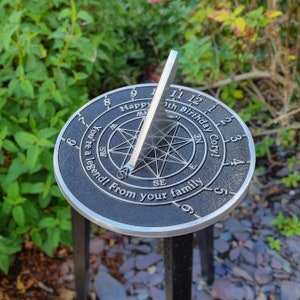 Solid English cast brass sundial with your message cast into it. A perfect personal gift to tell someone you love just how special they are. image 5