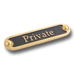Unique Handmade &#39;Private&#39; Brass Metal Wall Sign / Great Housewarming Gift For Home Or Office Decor