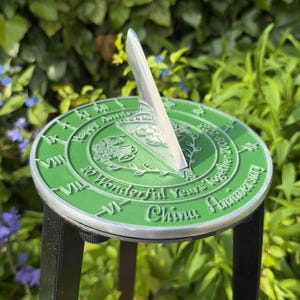 20th China Wedding Anniversary Sundial Gift. Great Gift For Him, Her, Husband, Wife Or Couples To Celebrate A China Anniversary