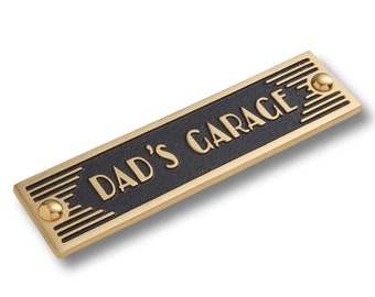 Dad’s Garage, Art Deco Sign | Unique Classic door Sign | Gift for Father’s | Give your garden a Man Cave with this aesthetic style plaque.