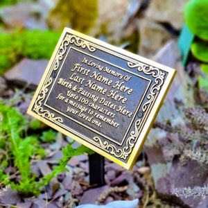 Memorial Gift Plaque By TheMetalFoundry • Personalized Brass Ornate Memorial Plaque • Custom Memorial Keepsake