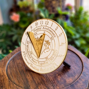 Diamond Anniversary Gift Sundial By TheMetalFoundry Brass Wedding Gift Idea For Couples 60th Wedding Anniversary Celebration Present Diamond Wedding 2023