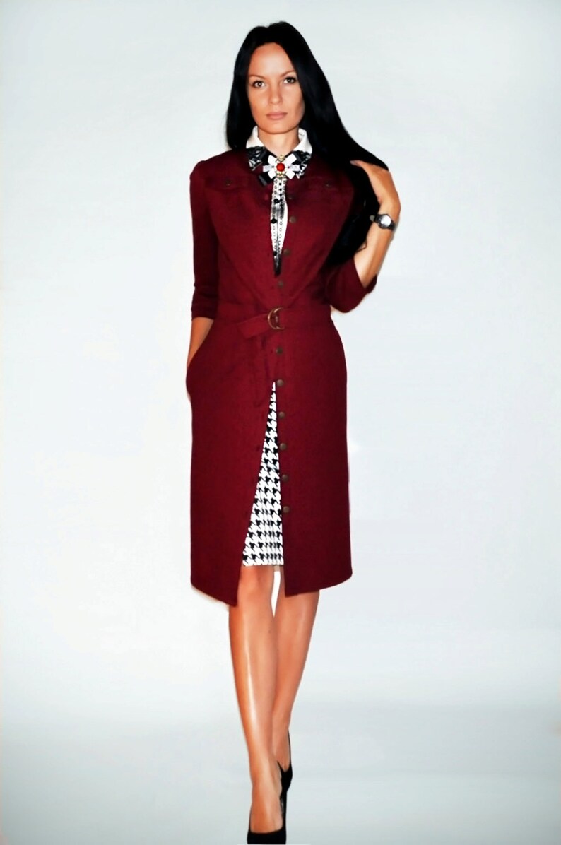 burgundy jersey dress