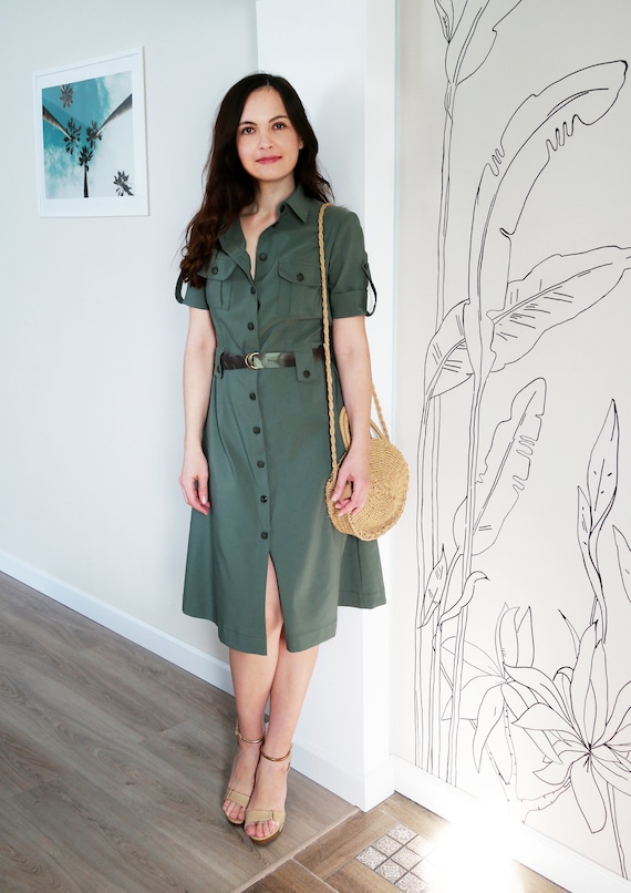 khaki green summer dress