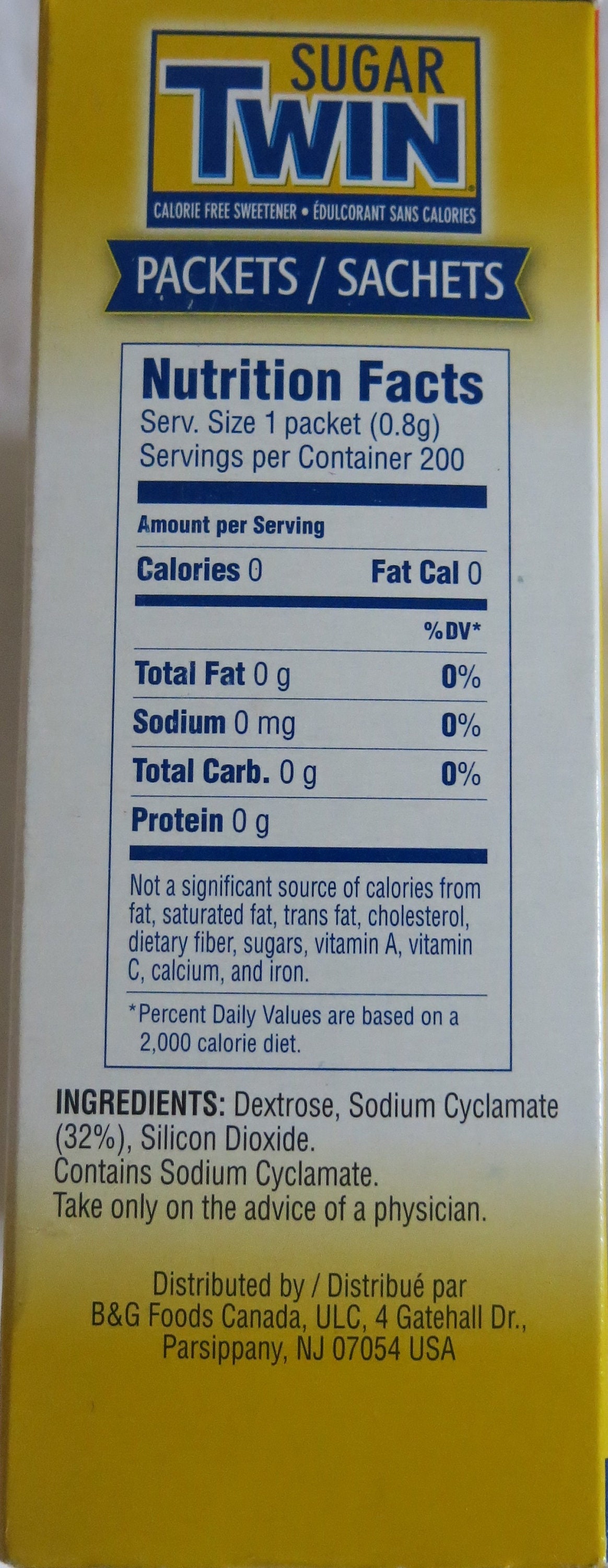 Sugar Twin Calorie Free Sweetener 200 Sachets/ 160 gram Pack Etsy