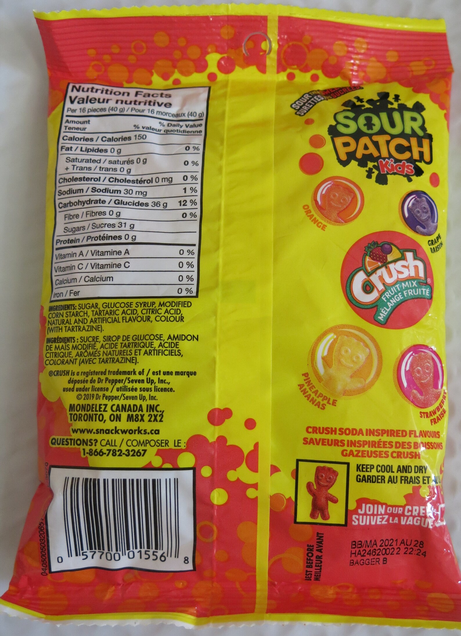 Maynards Sour Patch Kids Crush Fruit Mix 185 gram Pack Pack Etsy
