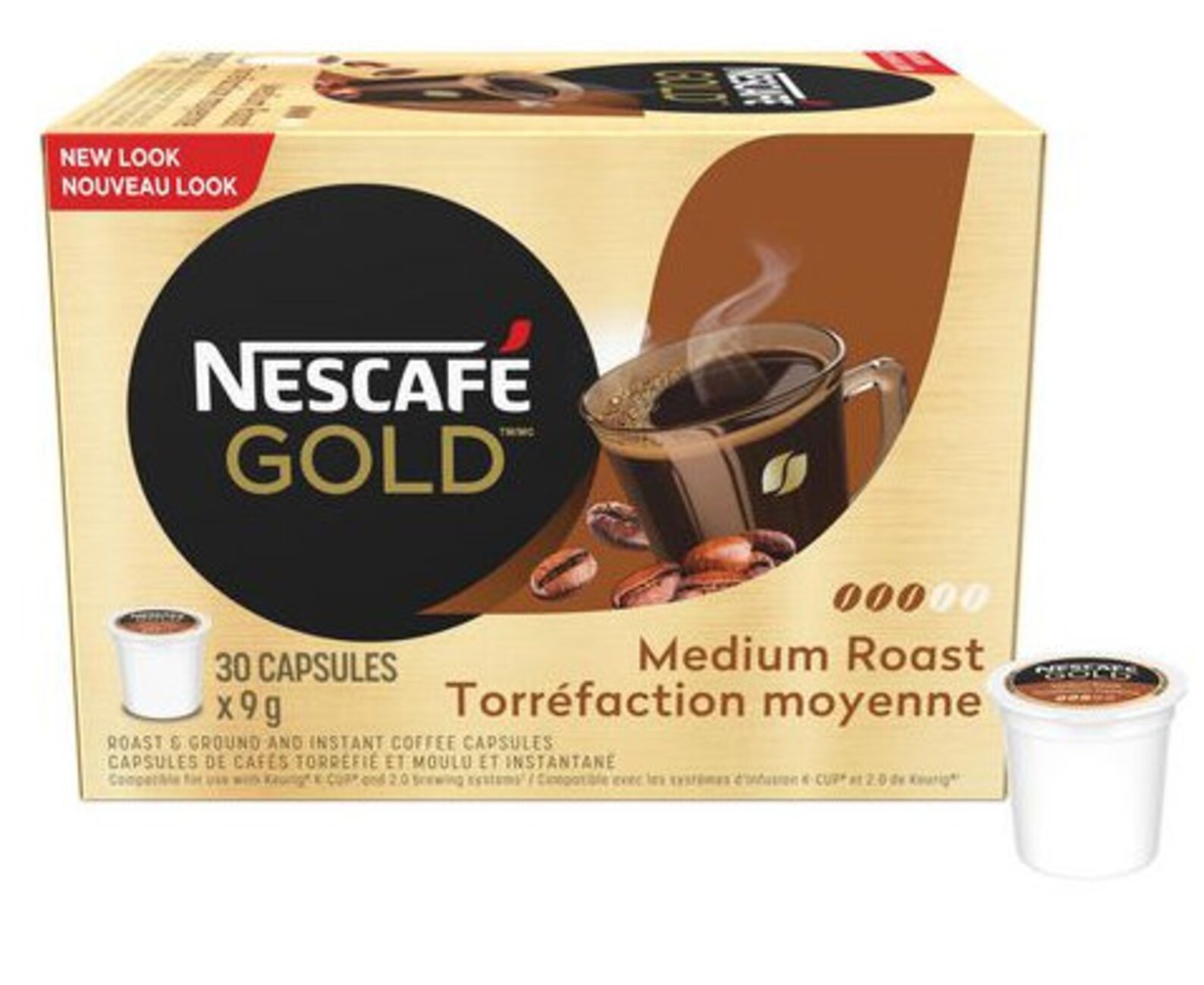Nescafe Gold Medium Roast K Cup 30 Capsules X 9 grams Pack