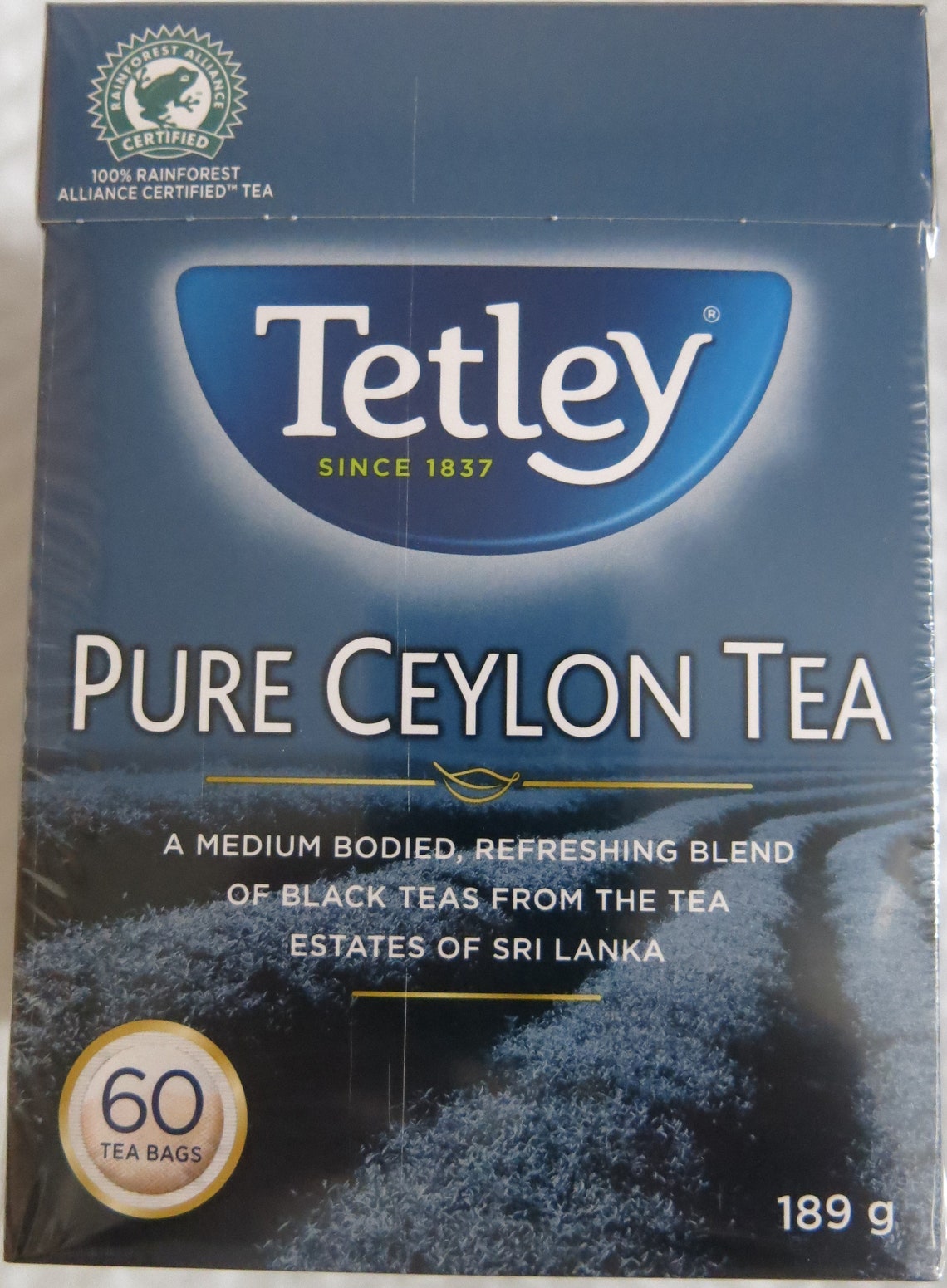 Tetley Pure Ceylon Black Tea 60 Teabags/ 189 gram Etsy