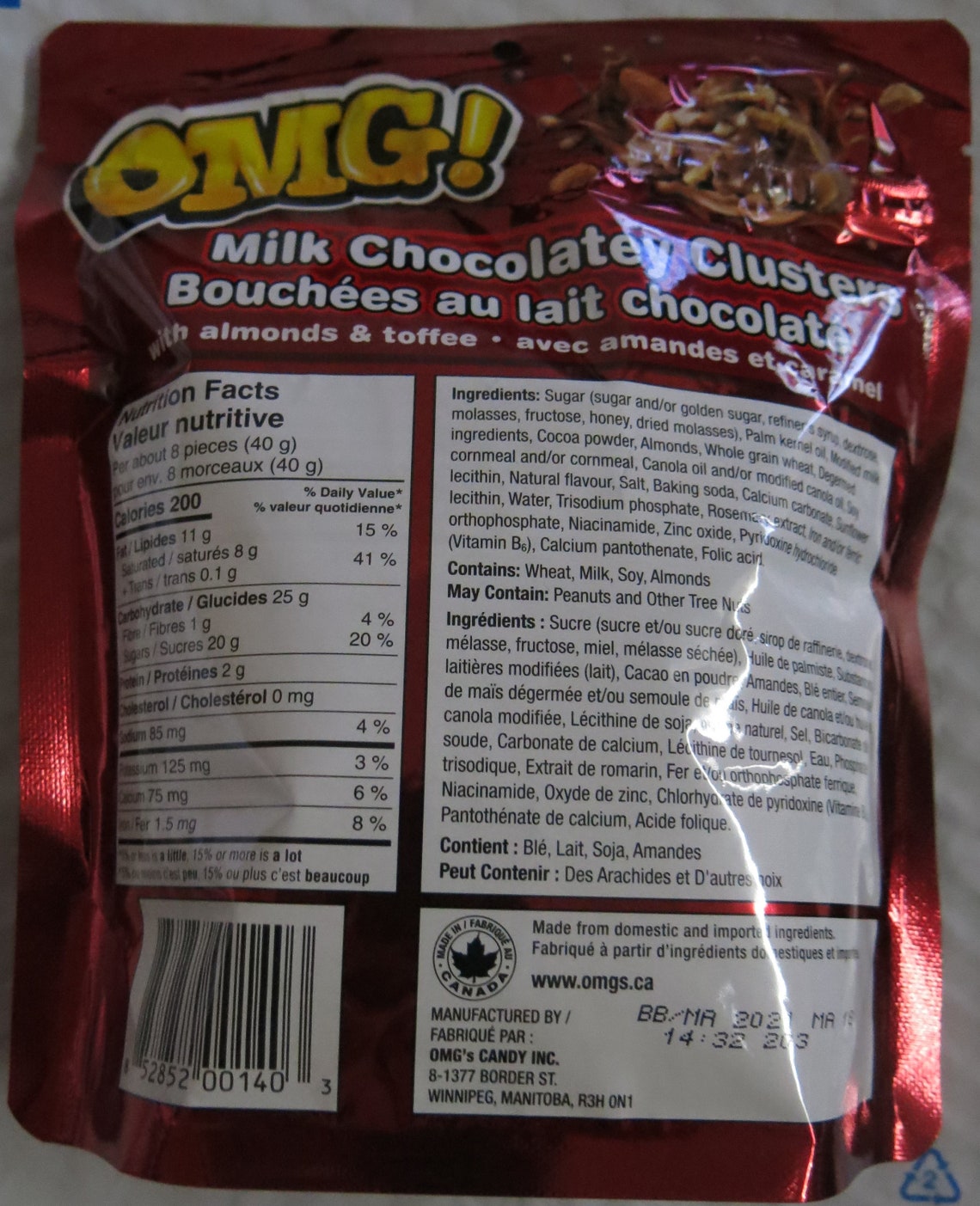 OMG Milk Chocolate Clusters With Almonds & Toffee 200 gram Etsy