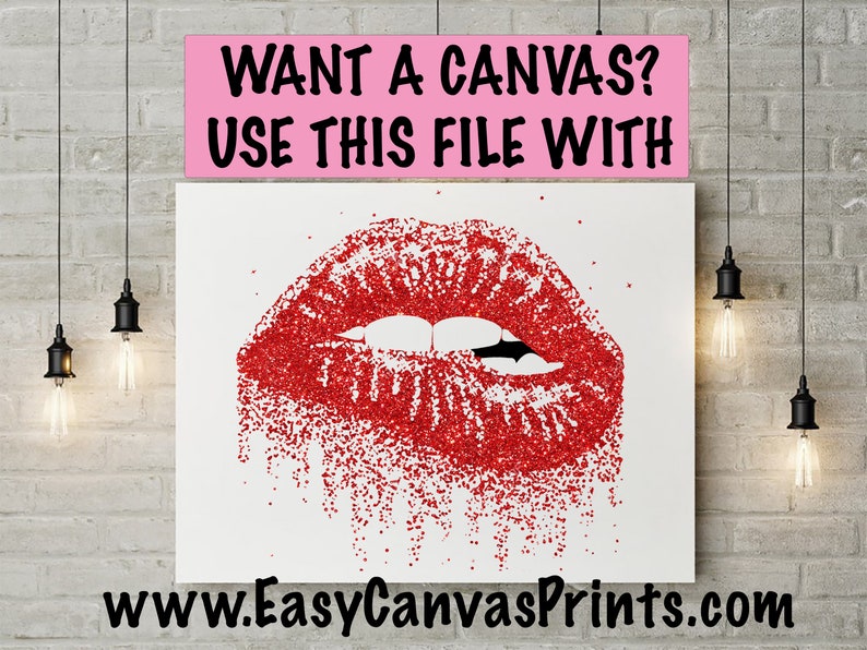 Red Dripping Lips Wall Art Red Glitter Lips File for Etsy