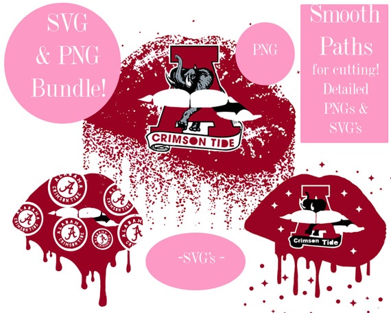 Alabama Crimson Tide Svg Bundle Alabama Lips Svg Roll Tide Etsy