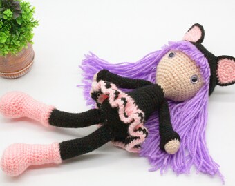 PATTERN : Doll - Crochet pattern - Cat Doll - Amigurumi Doll pattern - Stuffed doll - Doll - toy - baby shower