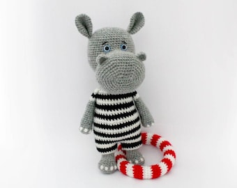 Hippo - PATTERN - Hippo - crochet -  Amigurumi Hippo pattern - Crochet pattern-Knitted Stuffed animals- doll-toy-baby shower