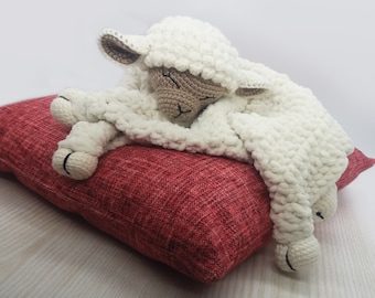 Modello - Coperta Lovey Toy - Trapunta - Peluche a forma di agnello - Modello all'uncinetto - Copertina per neonati - Baby Shower - Pecora - Regalo