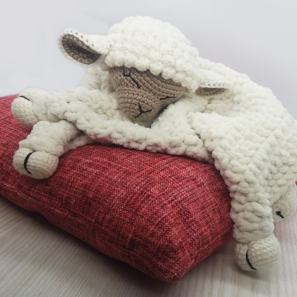 Pattern - Lovey Toy Blanket - Comforter - Lamb Lovey Toy - Crochet Pattern - Blankie For Baby - Baby Shower - Sheep - Gift