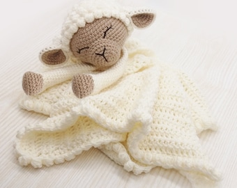 Pattern - Lovey Toy Blanket - Comforter - Lamb Lovey Toy - Crochet Pattern - Blankie For Baby - Baby Shower - Sheep - Gift