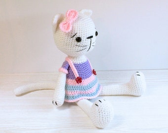 PATTERN : Cat - Kitty - Amigurumi Cat pattern - Cat with a skirt - Crochet pattern-Stuffed animals- doll-toy-baby shower