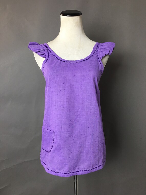 Vintage apron / mini apron / purple apron / ruffle