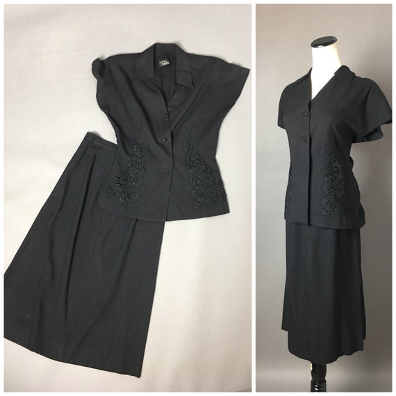 Vintage 40s skirt suit / 1940s suit / skirt and su