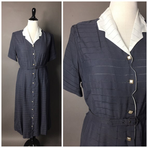 Vintage 40s dress / 1940s dress / shirtwaist dress