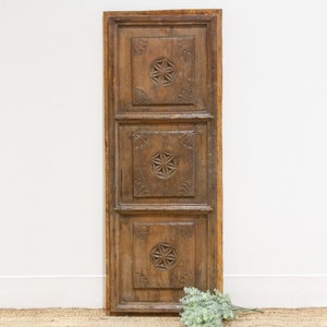 Ancient Door w/ Flower Carved Design, Antique Wooden Door Panel, Small Spanish Cabinet Door, Colonial Wooden Door, Antique Spanish Wood Door