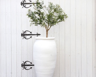 Large Turned Greek Clay Planter, Whitewash Tall Terracotta Planter, Large Amphora Garden Planter, White Garden Terracota Greek planter