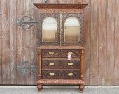 Anglo Indian Cabinet, Campaign Style Chest, Satinwood Cabinet, Colonial Cabinet, Anglo Indian Cabinet, Antique Cabinet,Indian carved cabinet