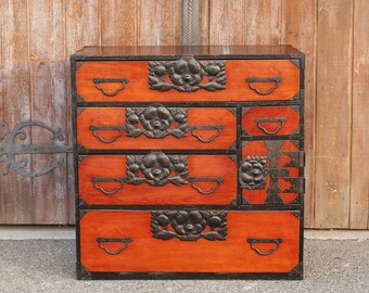 Antique Urushi Lacquer Japanese Tansu Dresser Antique Dresser Etsy