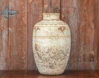 Vintage Vase Large Asian Polynesian Design Etsy