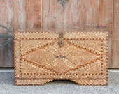 Vintage Sagar Seashell Inlaid Dowry Chest,Anglo Indian Bone Inlay Box,Antique Indian Trunk,Syrian Inlay Chest,Antique inlay Box,Inlay Chest