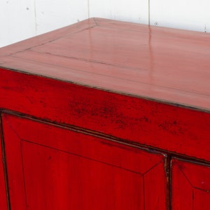 Two Door Ruby Red Chinese Cabinet, Traditional Chinese Cupboard,Red Lacquer Cabinet,Double Door Chinese Cabinet,Hand-painted Chinese Cabinet image 3