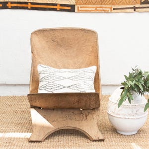 Oversize Sun-Bleached African Ceremonial Chair, Hand-carved African furniture, Sun-bleached chair, Rustic wooden accent tribal chair