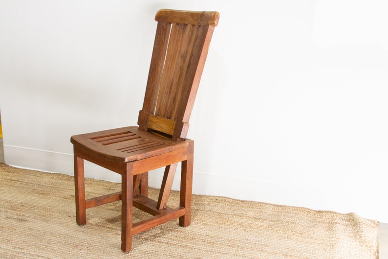 Robust Teak Indoor/Outdoor Chair, Vintage Teak Garden Chair, Bali Teak Chair, Rustic Slatted Chair, High Back Chair,Vintage Indonesian Chair image 6