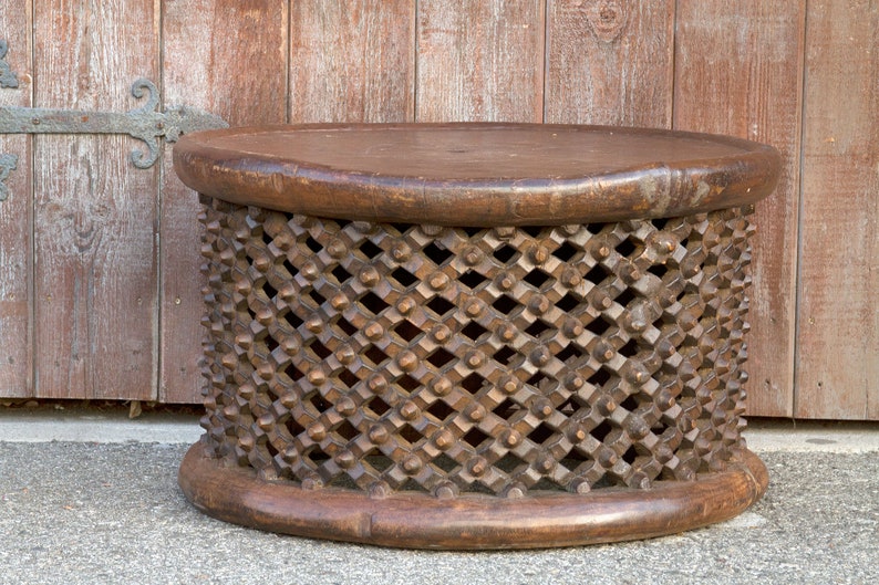 Antique Bamileke Carved Table African Rusticsolid Image 0