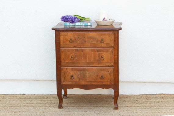 Mid century Italian Walnut Chest of Drawers Antique Small Italian Chest With Drawers italian Mid century Bedroom Decor small Walnut Dresser Etsy