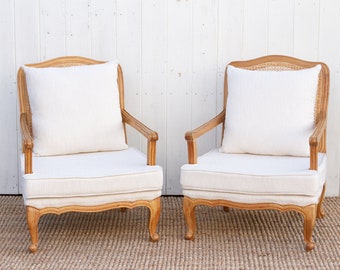 Pair of Provincial French Country Arm Chairs, French Cane Lounge Chairs, Provincial Arm Chairs, French Country Arm Chairs,Cane French chairs