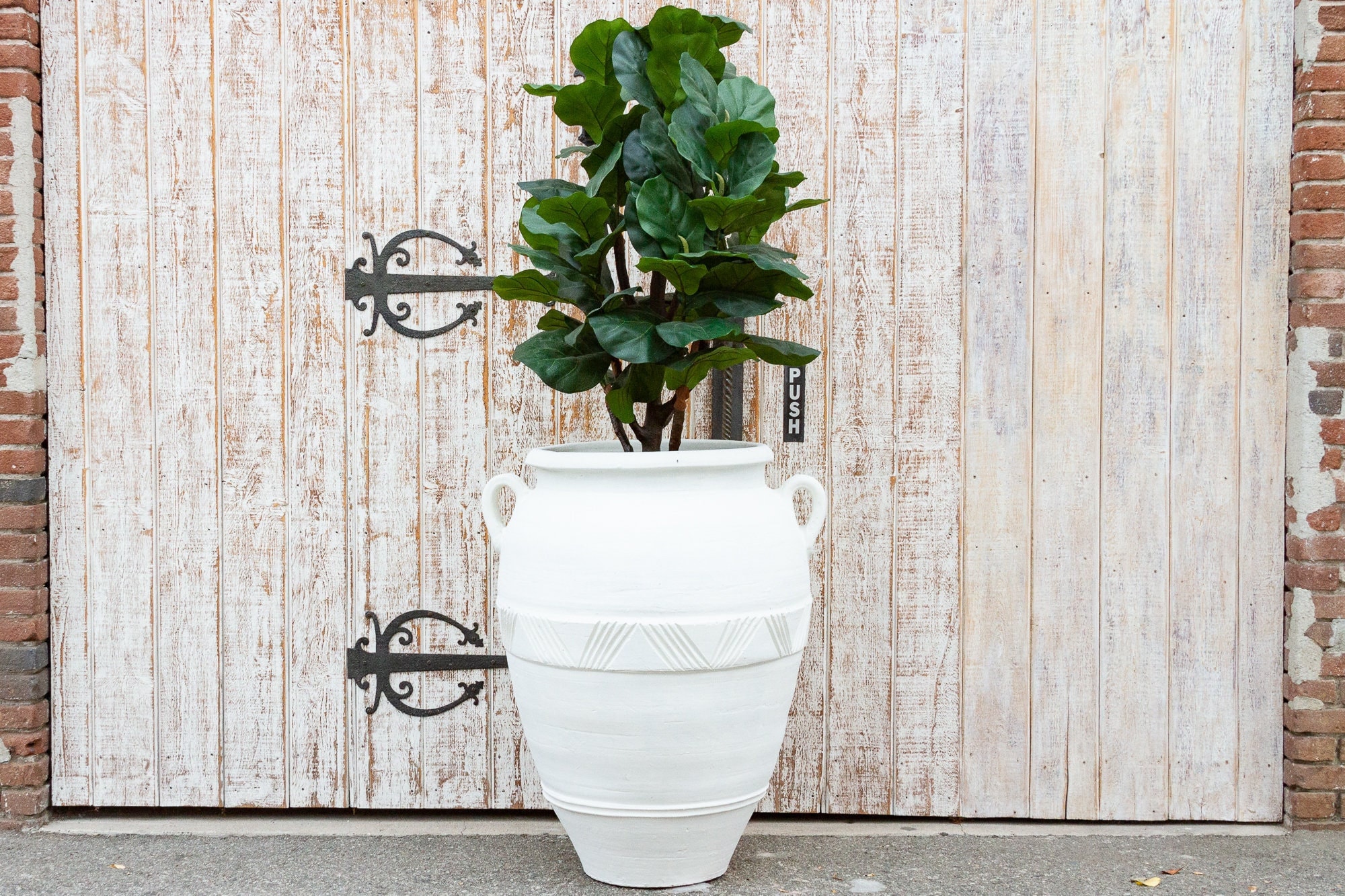 Large Greek White Terracotta Garden Planter Tall Greek Outdoor