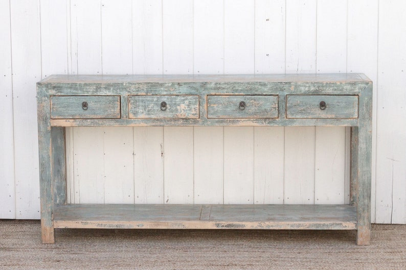 Coastal Light Blue Console Shabby Chic Console Table Etsy