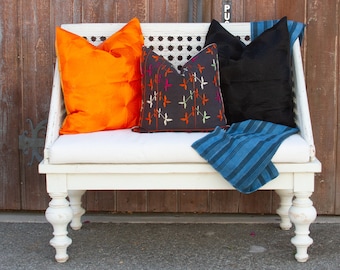 Orange Silk Blend Pillow Cover: Chakra Embroidered Boho Throw Pillow