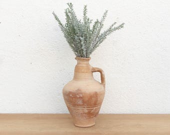 Antique French Farmhouse Clay Pitcher
